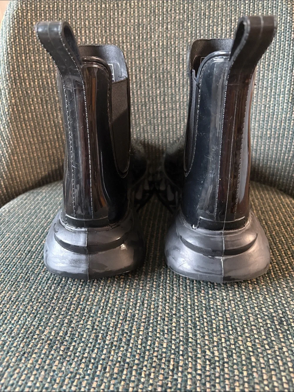Women’s Spring Step  Black Chelsea Rain Boots with Honeycomb Sole
